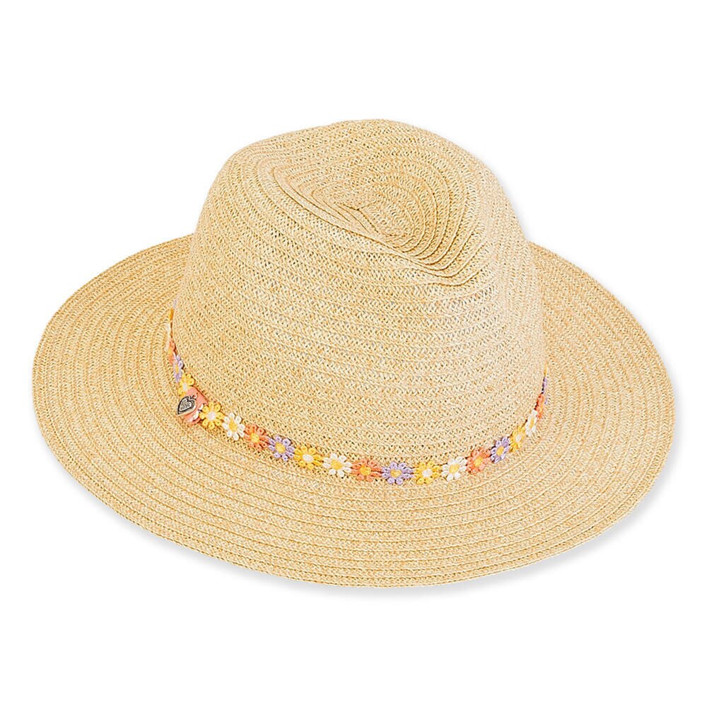 Petite Fedora Hat with Embroidered Flower Band - Sunny Dayz™ Safari Hat Sun N Sand Hats HKYOS179 Natural Small (54.5 cm) 