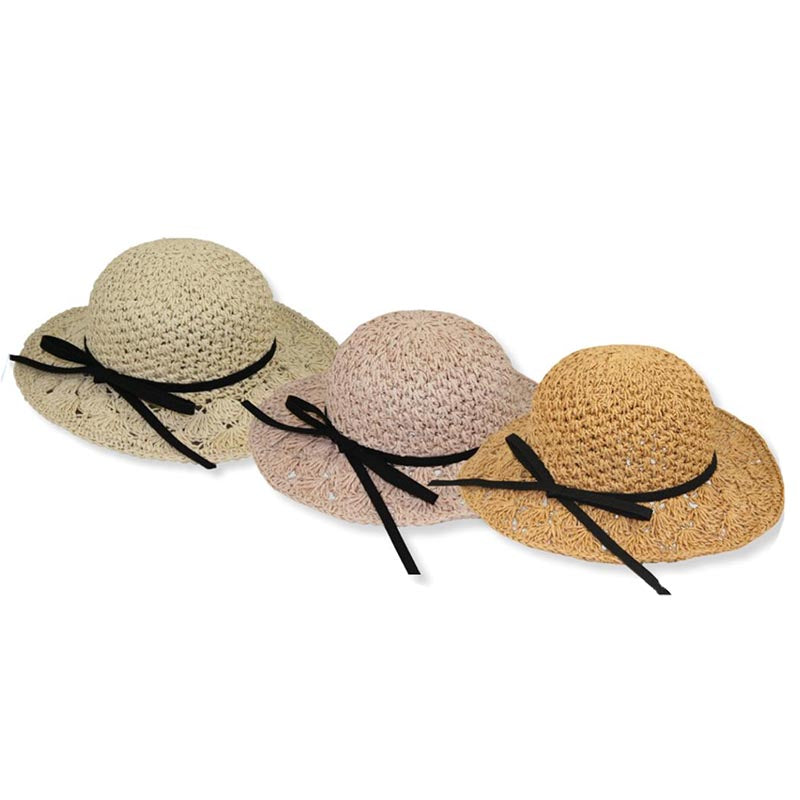 Petite Hat for Extra Small Heads - Crocheted Straw Hat Wide Brim Sun Hat Jeanne Simmons    