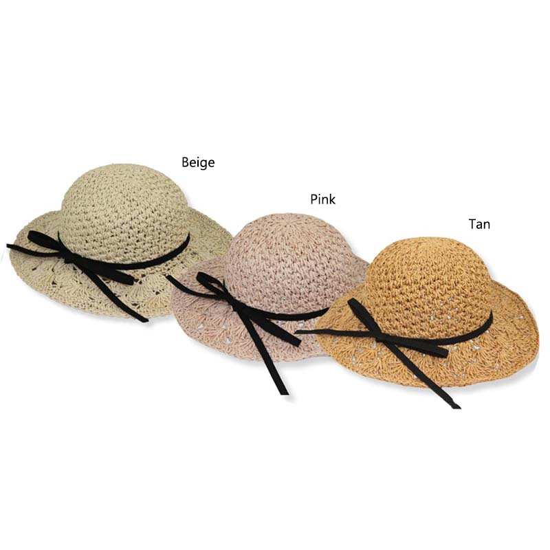 Petite Hat for Extra Small Heads - Crocheted Straw Hat Wide Brim Sun Hat Jeanne Simmons JS1066 Beige XXS (52 cm) 