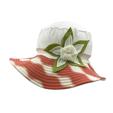 Petite Organic Cotton Stretch Fit Sun Hat with Flower - Flipside Hats Wide Brim Hat Flipside Hats HY005-001C Coral  