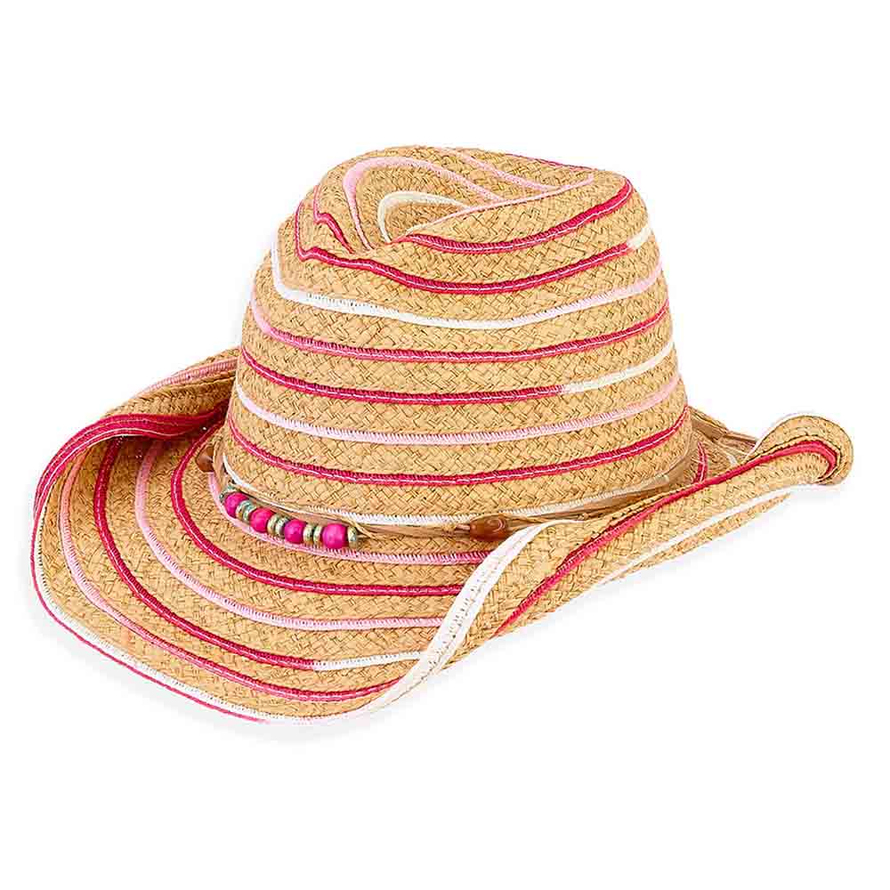 Petite Pink Stripe Cowboy Hat for Small Heads - Sunny Dayz™ Cowboy Hat Sun N Sand Hats    