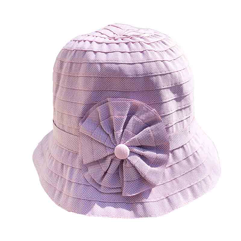 Petite Ribbon Cloche Hat with Flower - JSA Hats Cloche Jeanne Simmons js9326pk Pink Small (55 cm) 
