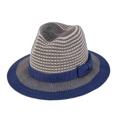 Petite Striped Crown Knit Fedora Hat - San Diego Hat Fedora Hat San Diego Hat Company KNK3475LGGRY Grey Extra-small (52 CM) 