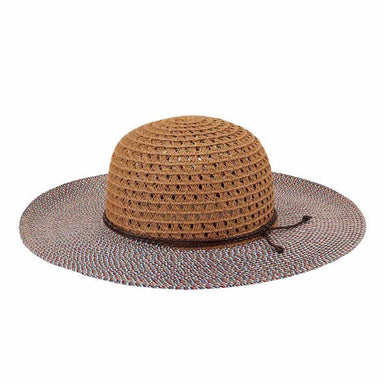 Petite Wide Brim Sun Hat with Multi Color Brim - San Diego Hat Wide Brim Sun Hat San Diego Hat Company PBK6521LGNAT Brown Extra-Small (53 cm) 
