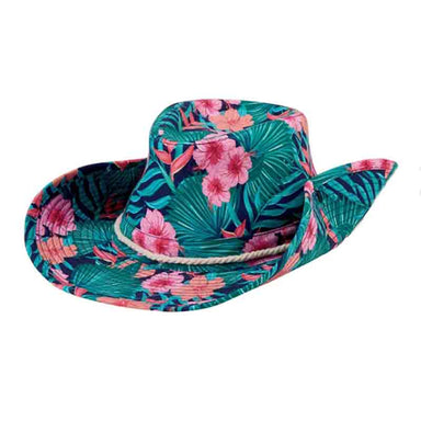 Petite Tropical Print Safari Hat with Side Snap - San Diego Hat Safari Hat San Diego Hat Company CTK4161LGHIB Hibiscus Extra-small (53 CM) 
