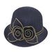 Wool Felt Cloche with Floral Accent - JSA Women's Hats Cloche Jeanne Simmons js7460nv Navy Medium (57 cm) 