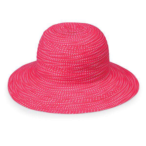 Petite Scrunchie Packable Sun Hat - Wallaroo Hats Wide Brim Sun Hat Wallaroo Hats PSCRFW Fuchsia / White Small (56 cm) 