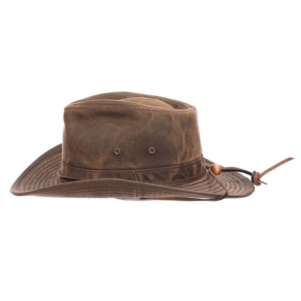Handmade Cotton DPC Outback Hat Distressed Brown Leather Look
NWT NEW! Unisex Dorfman Pacific Men main image 2