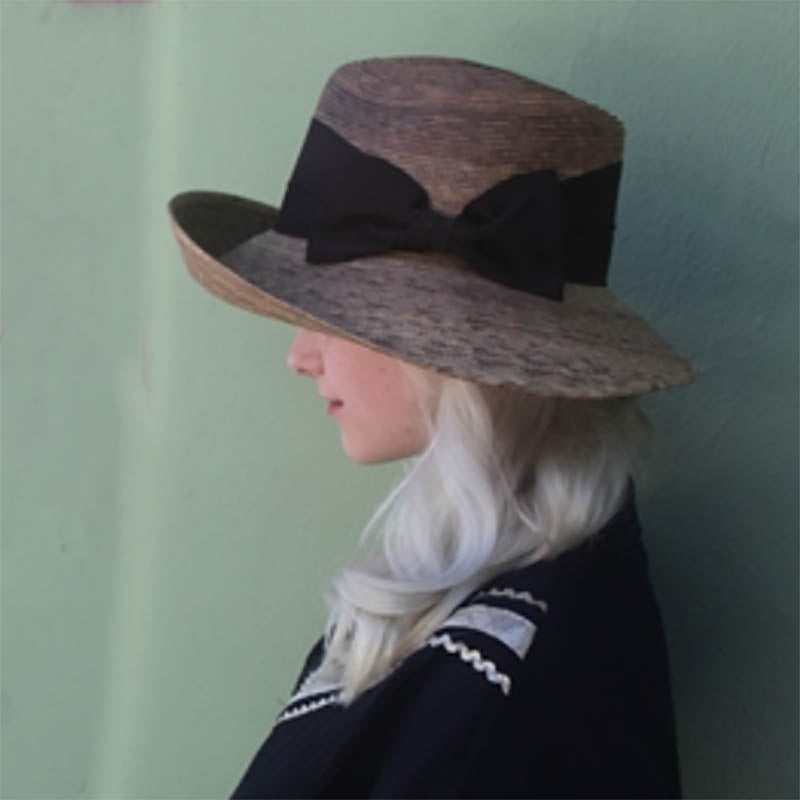 Pilar Burnt Palm Leaf Asymmetrical Up Brim Hat - Tula Hats Fedora Hat Tula Hats    