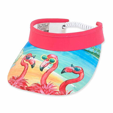 Pink Flamingo Sun Visor with Coil Lace Closure - Sun 'N' Sand Hats Visor Cap Sun N Sand Hats hh2246 Pink  