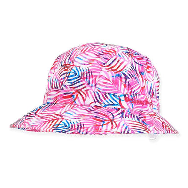 Pink Leaves Print Petite Summer Hat - Sunny Dayz, Facesaver Hat - SetarTrading Hats 