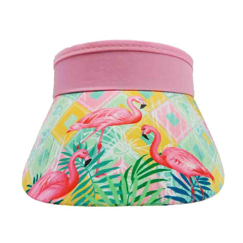 Pink Flamingos Cotton Sun Visor with Coil - Sun 'N' Sand Hats Visor Cap Sun N Sand Hats HH2245 Pink  