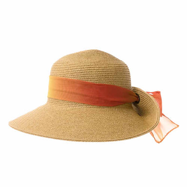 Pinned Up Back Sun Hat with Tie Dye Chiffon Scarf - Boardwalk Style Facesaver Hat Boardwalk Style Hats DA1885-FC Fuchsia OS (58 cm) 
