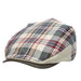 Plaid Cotton Flat Cap with Faux Leather Peak - Stacy Adams Hats Flat Cap Stacy Adams Hats    