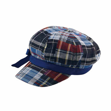 Plaid Cotton Newsboy Cap with Bow for Small Heads Cap MegaCI MC6570Y-BL Blue Extra-Small (53 cm) 