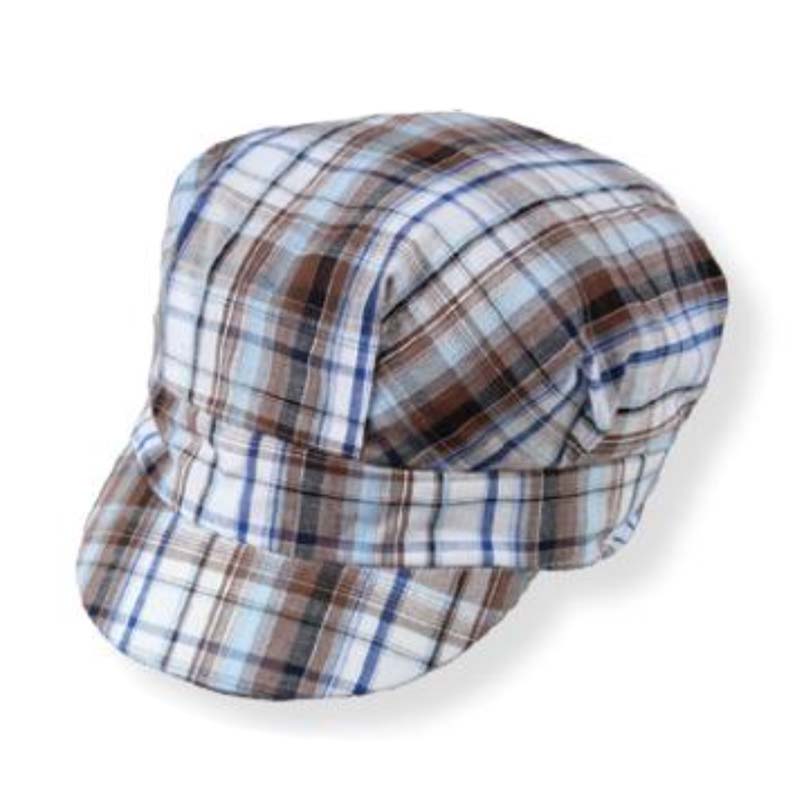 Pleated Plaid Cap for Small Heads - JSA Hat Cap Jeanne Simmons JS1209 Brown  