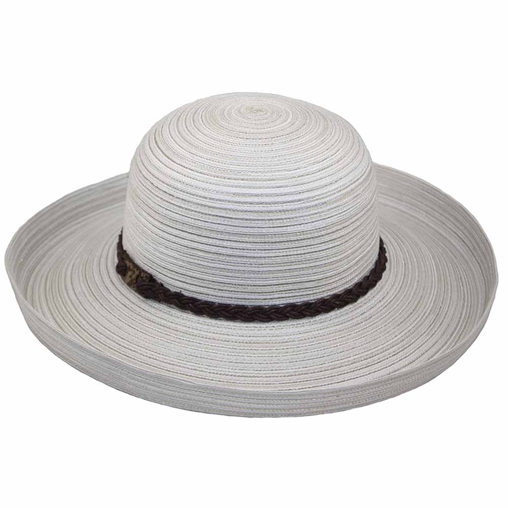 Polybraid Kettle Brim Hat in Neutral Colors - Jeanne Simmons Hats Kettle Brim Hat Jeanne Simmons js8002WH White/Beige  
