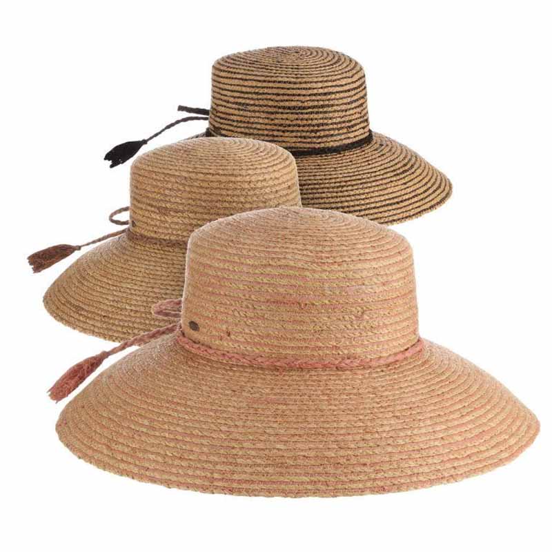 Organic Raffia Straw Downturn Brim Hat - Scala Hats Wide Brim Hat Scala Hats LR759-TAUPE Taupe  