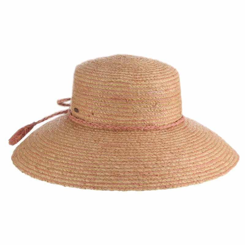 Organic Raffia Straw Downturn Brim Hat - Scala Hats Pink
