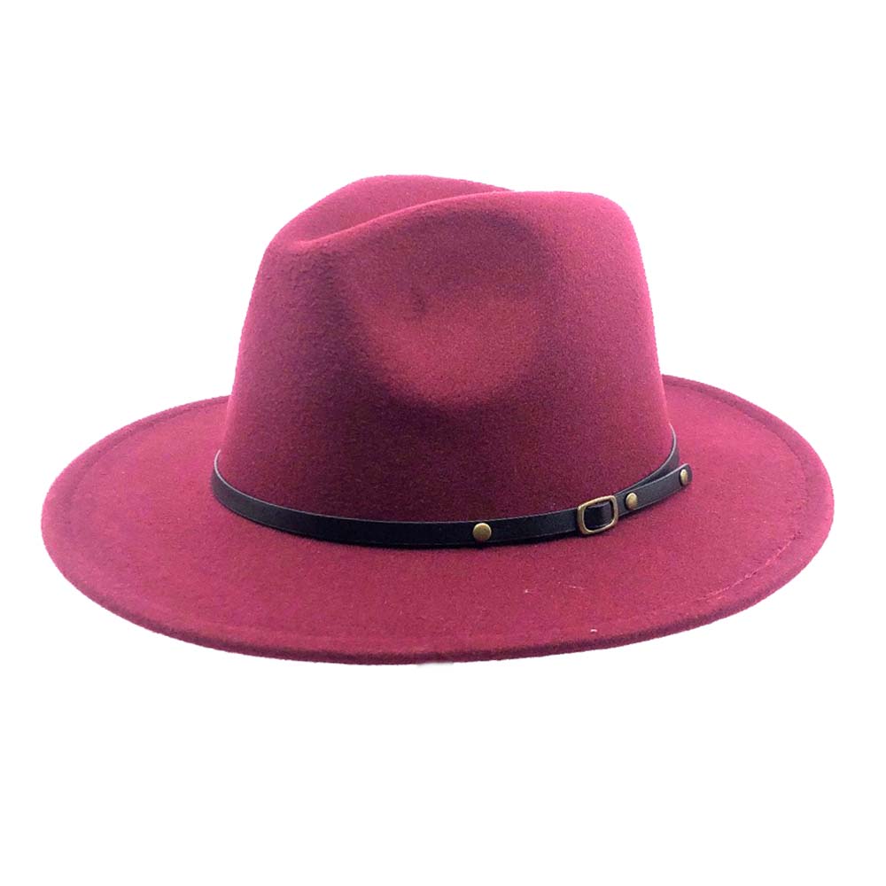 Red Bottom Hats Fashion Felt Fedora Hat - Milani Hats Fedora Hat Milani Hats FD9006 Burgundy M/L (58 cm) 