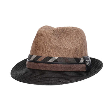 Reeded Fabric Crown Snap Brim Fedora - Stacy Adams Hats Fedora Hat Stacy Adams Hats SA669 Brown Large (59 cm) 