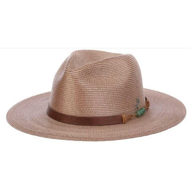 Reflection Wide Fedora with Abraxas Angel Pin - Carlos Santana Hats Fedora Hat Santana Hats SAN716 Tan Large (59 cm) 