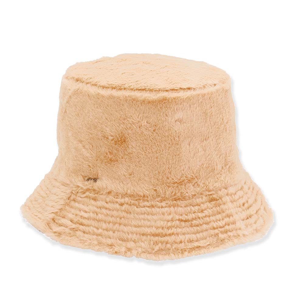 Reversible Faux Fur Bucket Hat with Jacquard Jersey Lining - Adora® Hats, Bucket Hat - SetarTrading Hats 