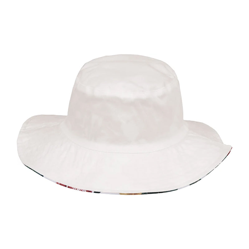 Reversible Floral Print-Solid Color Bucket Hat - Karen Keith Hats Navy Palm / L/XL (58-60 cm)