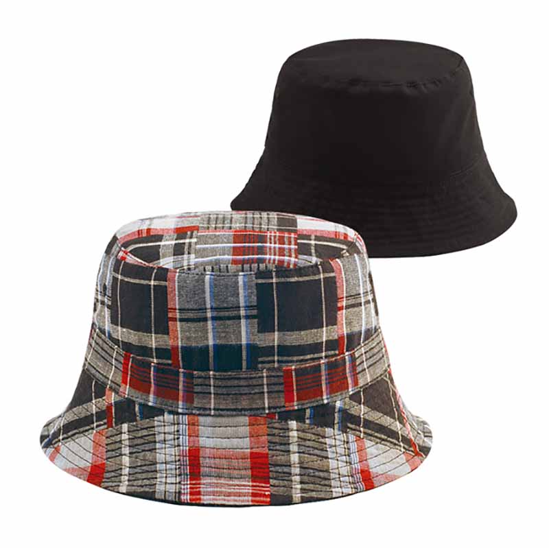 Reversible Plaid Cotton Bucket Hat for Small Heads, Bucket Hat - SetarTrading Hats 