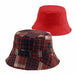 Reversible Plaid Cotton Bucket Hat for Small Heads Bucket Hat MegaCI MC6571Y-RD Red Small (54 cm) 