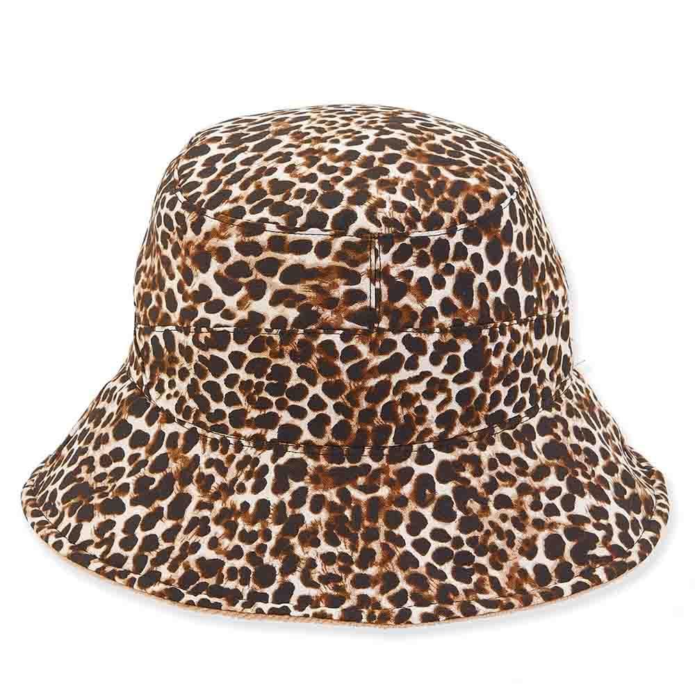 Reversible Velvet Bucket Hat with Animal Print Lining  display picture 1