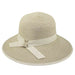 Ribbon Trimmed Wide Brim Sun Hat - Jeanne Simmons Hats Wide Brim Hat Jeanne Simmons js8255WH White Tweed Medium (57 cm) 