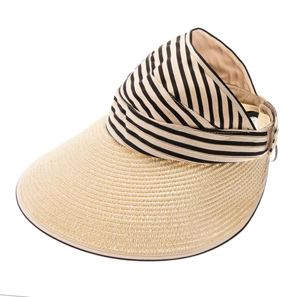 Ribbon and Straw Wide Brim Ponytail Sun Hat - Boardwalk Hats  display picture 1