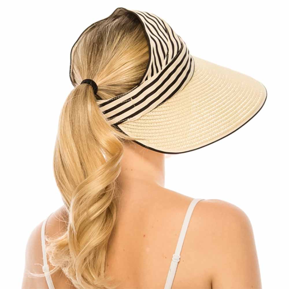 Ponytail Sun Hats for Women,Wide Brim Summer Safari Beach Hat