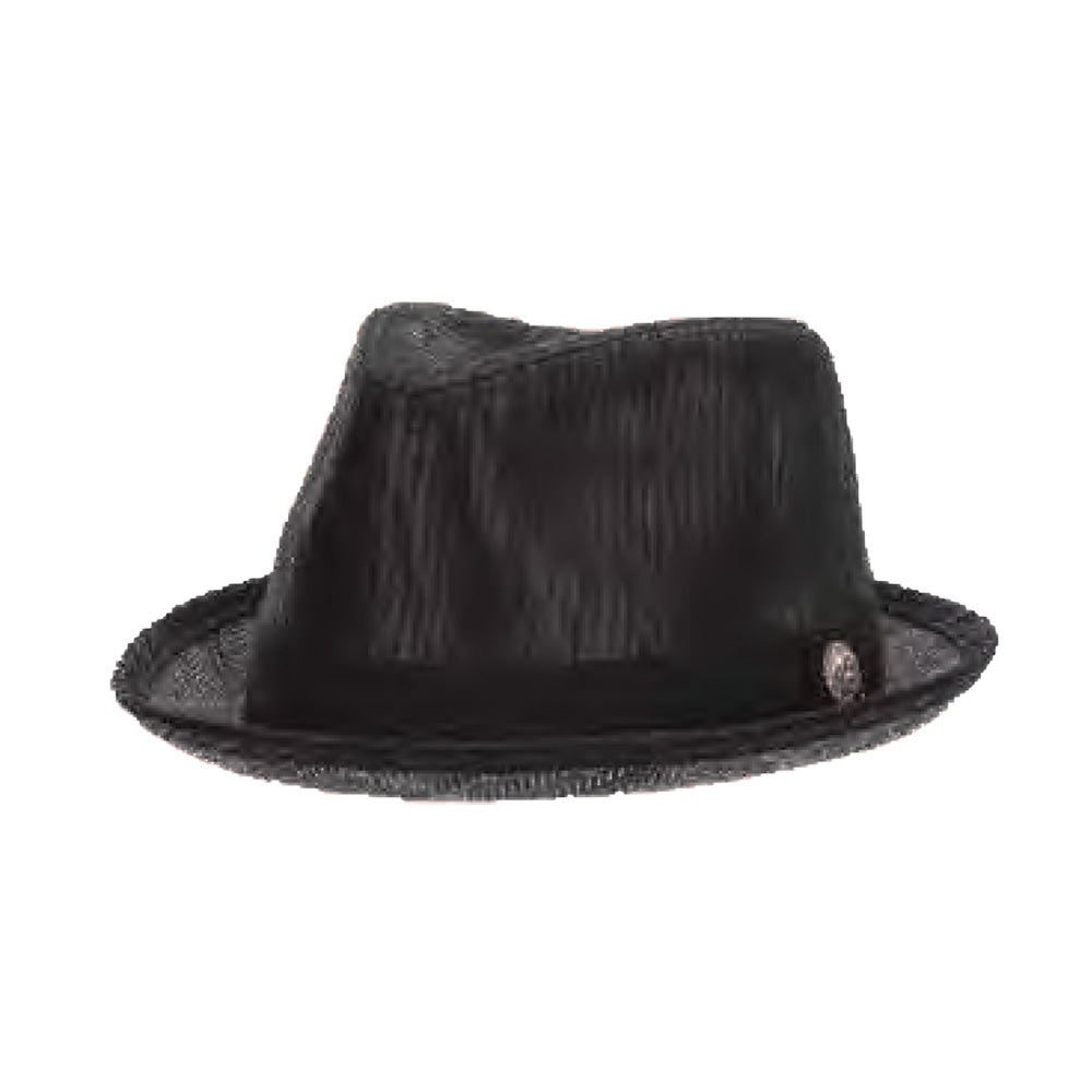 Road Master Fedora with Herringbone Brim - Carlos Santana Hats Fedora Hat Santana Hats SAN395 Black X-Large (61 cm) 