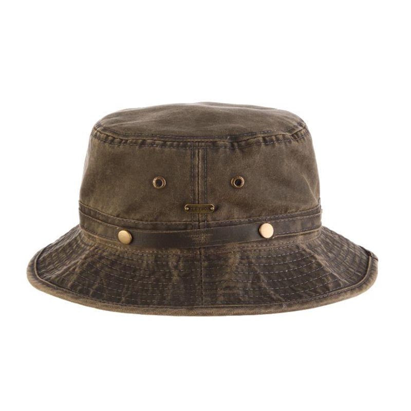 Roll-Up Weathered Cotton Bucket Hat - Stetson Hats Bucket Hat Stetson Hats STW352 Brown M (22 1/2") 