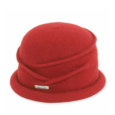 Rolled Brim Boiled Wool Beanie - Adora® Wool Hats Beanie Adora Hats AD733C Red Medium (57 cm) 