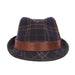 Romeo Plaid Cotton Fedora with Faux Leather Trim - Carlos Santana Hats, Fedora Hat - SetarTrading Hats 