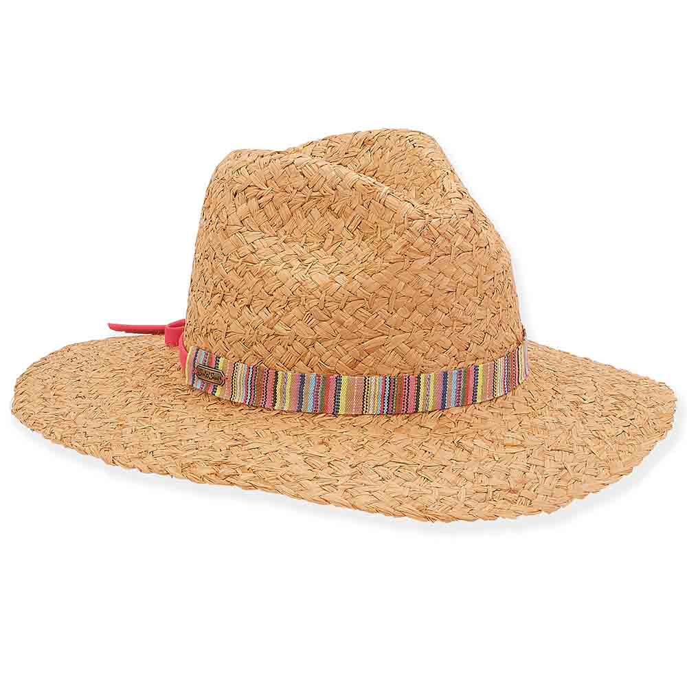 Rough Braid Raffia Hat with Guatemalan Pattern Band  - Sun 'N' Sand Hats, Lifeguard Hat - SetarTrading Hats 