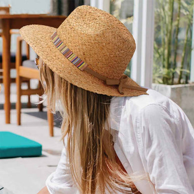 Rough Braid Raffia Hat with Guatemalan Pattern Band - Sun 'N' Sand Hats Lifeguard Hat Sun N Sand Hats