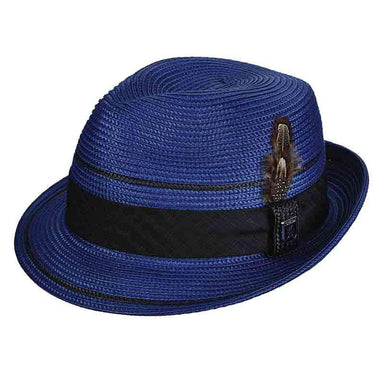 Stacy Adams Pinch Front Fedora Hat - Royal Blue Fedora Hat Stacy Adams Hats sa589BlM Royal Blue M 