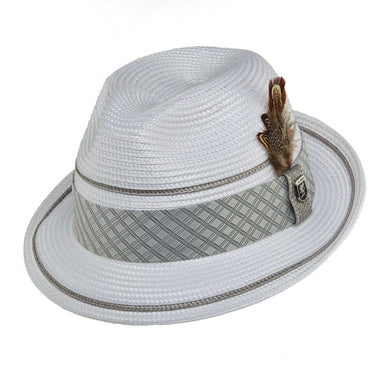 Stacy Adams Two Tone Pinch Front Fedora Hat Fedora Hat Stacy Adams Hats MSsa589WHM White M 