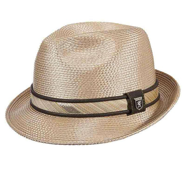 Shiny Polybraid Porkpie Fedora Hat - Stacy Adams Fedora Hat Stacy Adams Hats sa609bgs Beige Small (21 5/8") 
