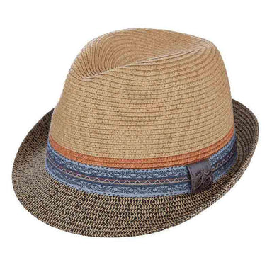 Bliss Fedora Hat with Print Ribbon Band by Carlos Santana Fedora Hat Santana Hats san326ntx Natural X-Large 