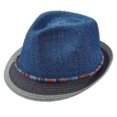 Fedora Hat with Navajo Band by Carlos Santana Fedora Hat Santana Hats san342xl Denim Blue XL 