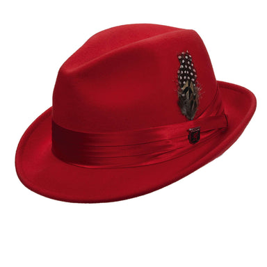 Stacy Adams Snap Brim Fedora Hat - Red Fedora Hat Stacy Adams Hats SAW566RDm Red Medium (22.25") 