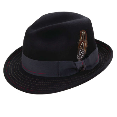 Stacy Adams Stitched Brim Classic Fedora Hat Fedora Hat Stacy Adams Hats MWWF989BKM Black M 