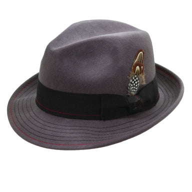 Stacy Adams Stitched Brim Classic Fedora Hat Fedora Hat Stacy Adams Hats MWWF989GYM Grey M 