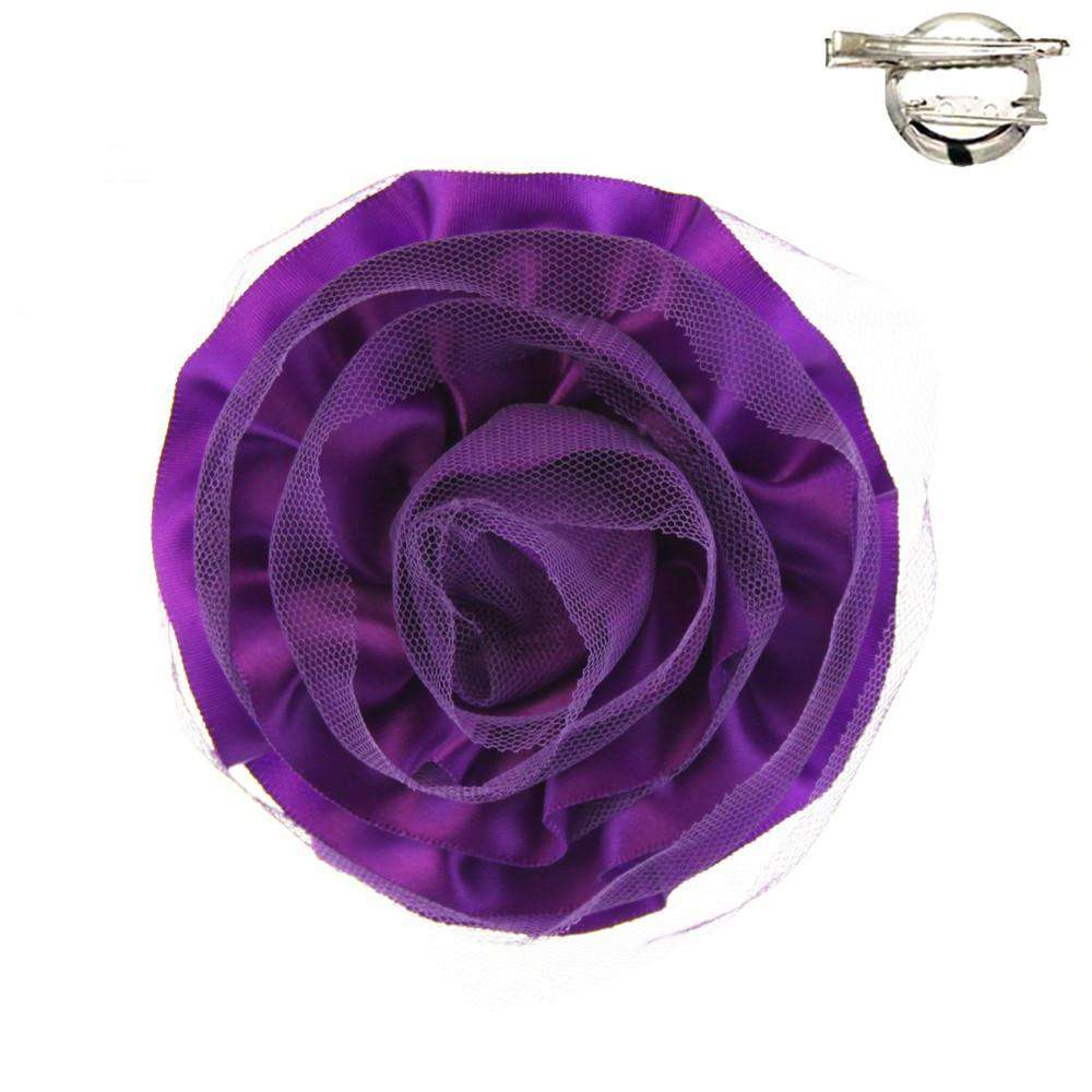Satin Rose Fascinator-Brooch Fascinator Something Special LA SS153PP Purple  