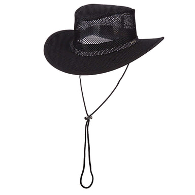 Mesh Outback Hat for Men up to XXL, Black - Stetson and Scala Hats Safari Hat Stetson Hats STC205BKSSTC205BKS Black Stetson Hats Small